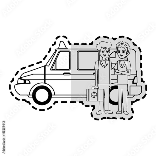 paramedics and ambulance icon image vector illustration design 