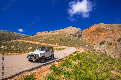 Twisted mountain road to the Seitan limania beach on Crete, Greece