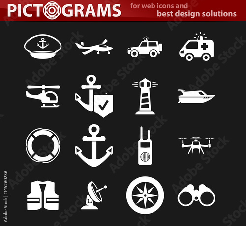 Coast Guard icons set