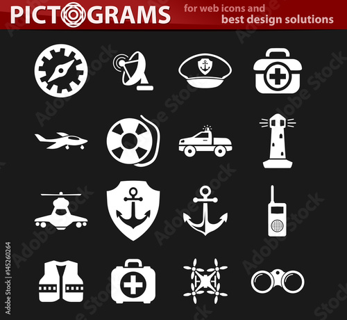 Coast Guard icons set