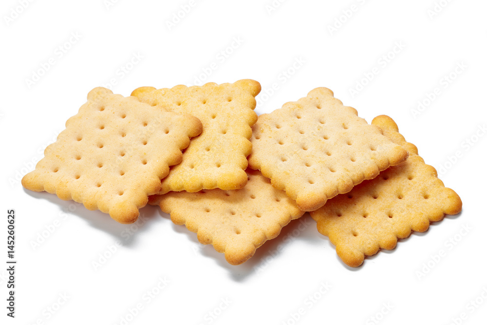 Cracker cookies isolated on white background Cracker cookies isolated on white background