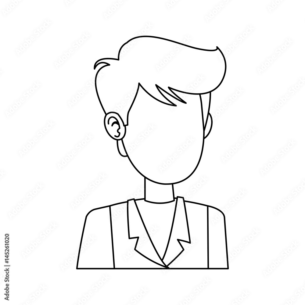 faceless young man cartoon icon image black line vector illustration design 