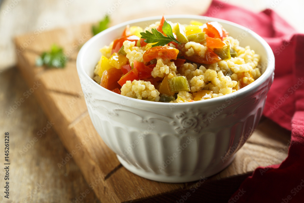 Couscous or mullet salad with vegetables Couscous or mullet salad with vegetables