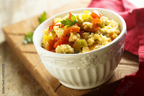 Couscous or mullet salad with vegetables