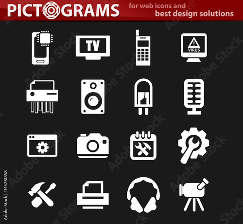 Electronics repair icons set