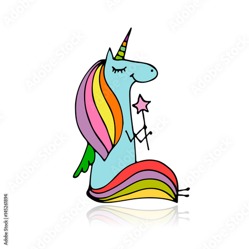 Magic unicorn, sketch for your design