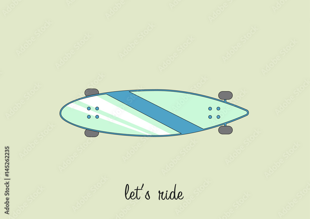 Fototapeta premium Blue hipster longboard