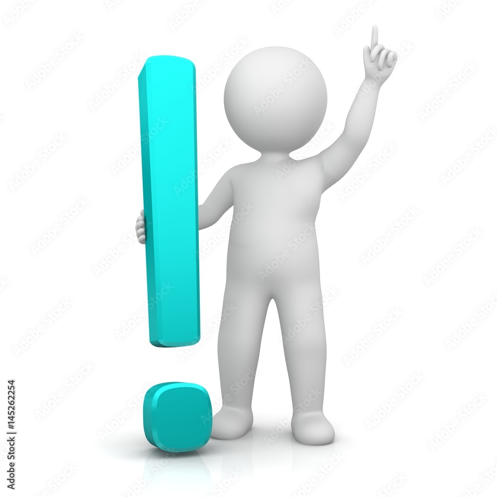 stickman exclamation mark 3d rendering isolated symbol on white background turquoise cyan stickman exclamation mark 3d rendering isolated symbol on white background turquoise cyan