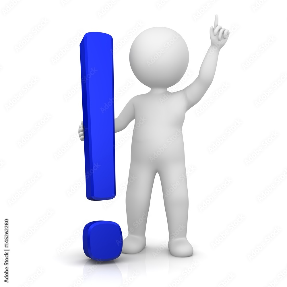 stickman man people 3d with blue exclamation mark point isolated on white background colorful in high resolution for business presentation and internet as icon sign stickman man people 3d with blue exclamation mark point isolated on white background colorful in high resolution for business presentation and internet as icon sign