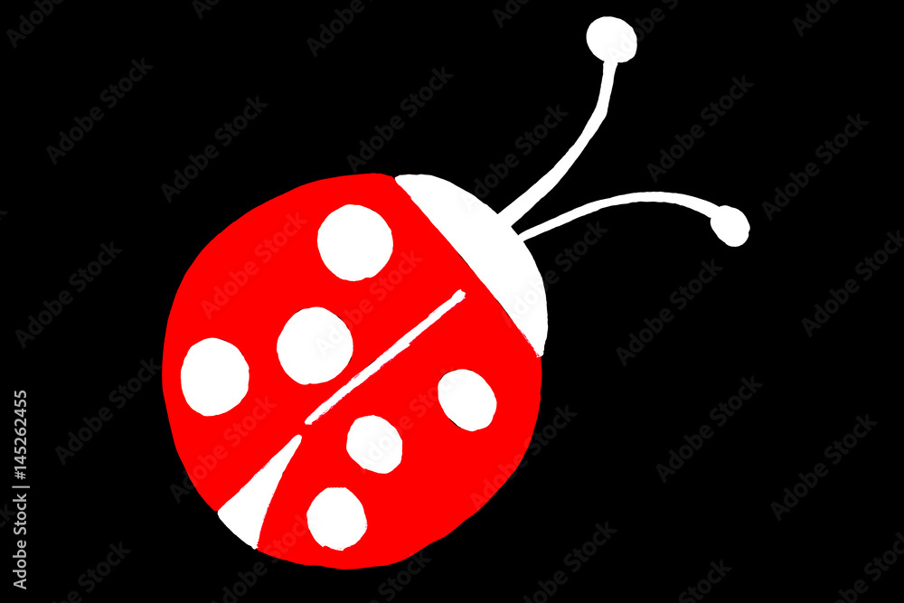 Marienkäfer Zeichnung auf schwarzer Tafel Stock-Illustration | Adobe Stock