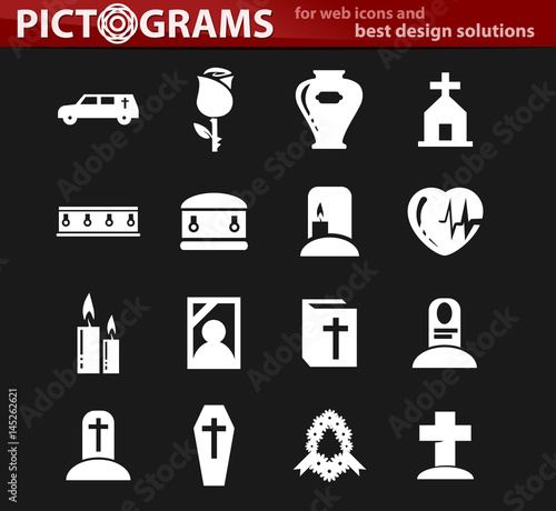 Funeral service icons set