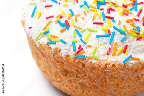 Cake Kulish close-up with colorful powder confectionery