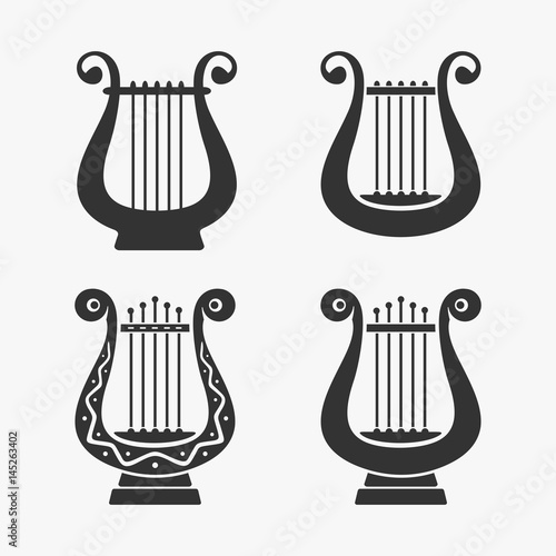 Fotografie, Tablou Greek Harp Symbol Vector Illustration