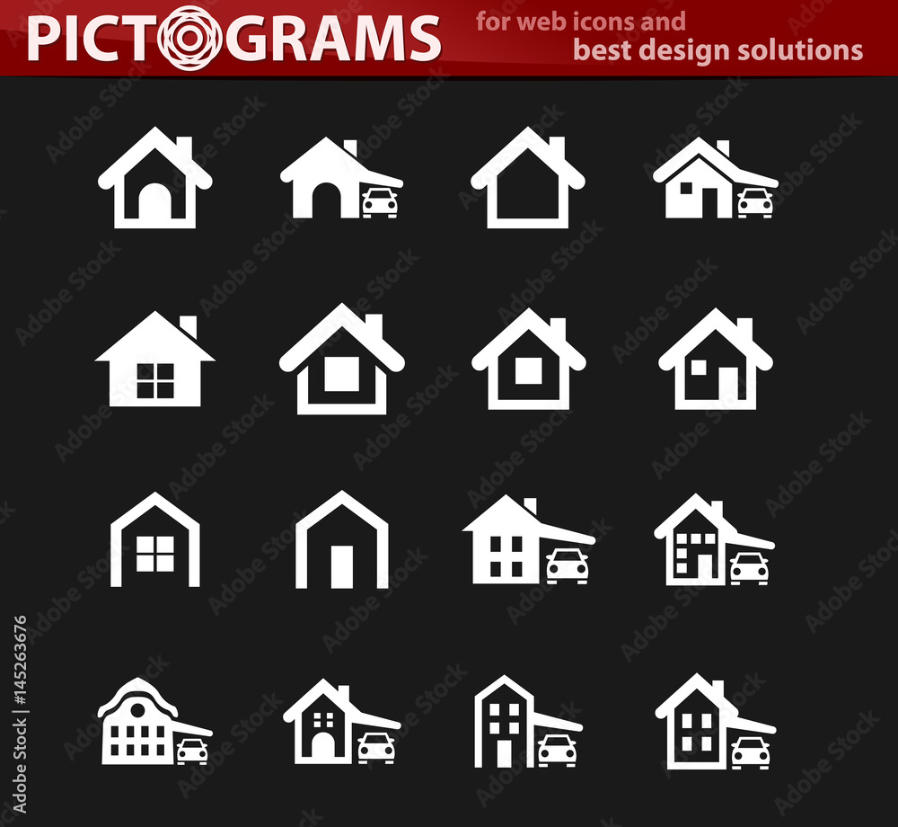 house type icons set