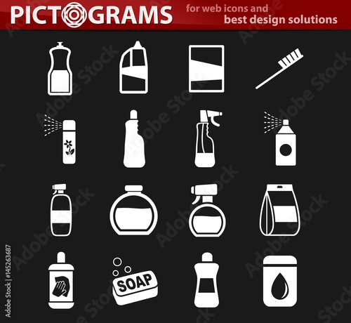household chemicals icon set