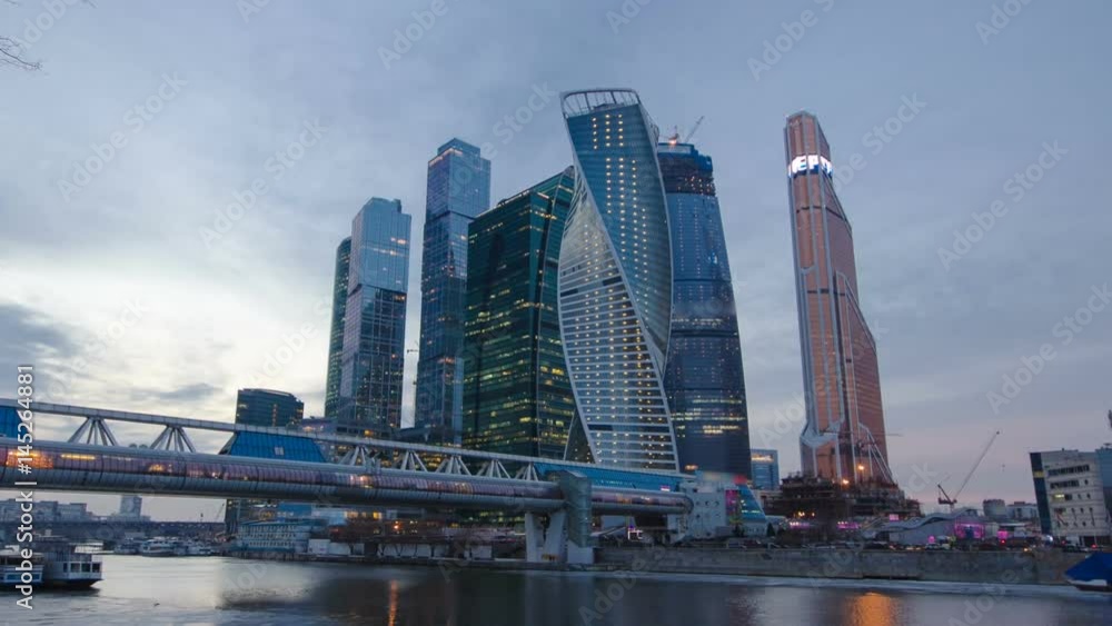 Skyscrapers International Business Center City day to night timelapse hyperlapse, Moscow, Russia Skyscrapers International Business Center City day to night timelapse hyperlapse, Moscow, Russia