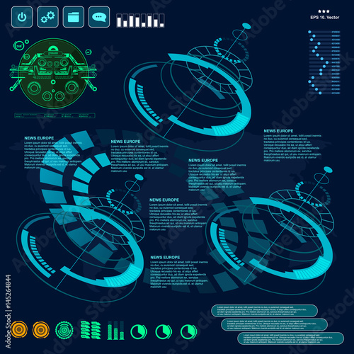 Background with futuristic user interface design concept with hud elements