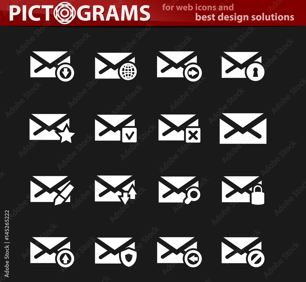 Mail and envelope icons set Mail and envelope icons set