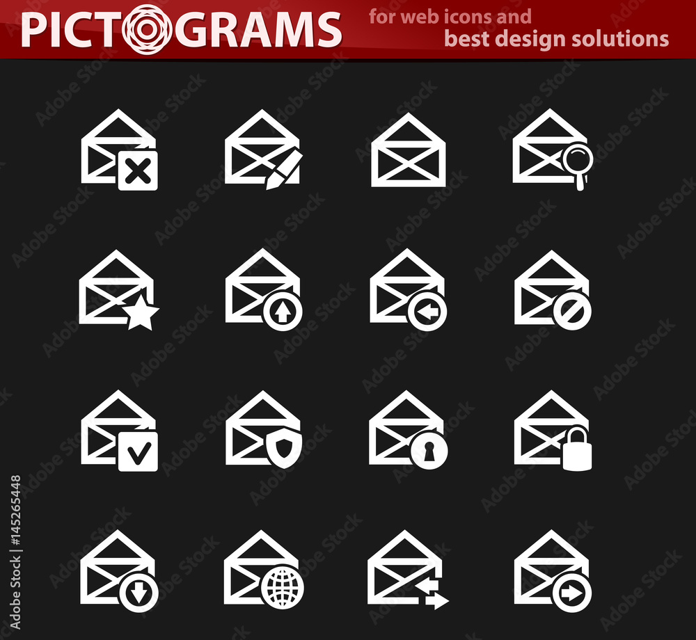 Mail and envelope icons set Mail and envelope icons set