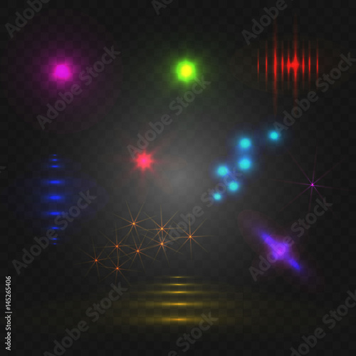 Set of abstract lights, VECTOR glowing elements