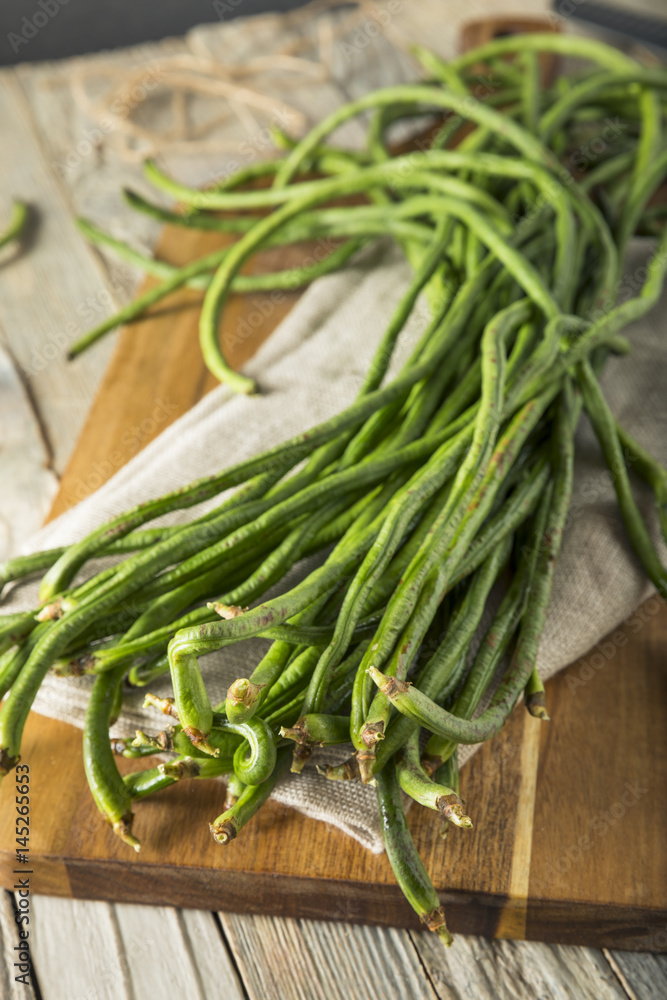 Raw Green Organic Chinese Long Beans Raw Green Organic Chinese Long Beans