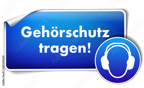 Aufkleber Gehörschutz tragen, vektor illustration isoliert auf weißem Hintergrund