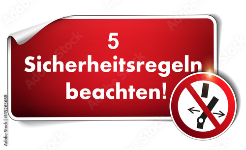 Aufkleber 5 Sicherheitsregeln beachten, isoliert auf weißem Hintergrund