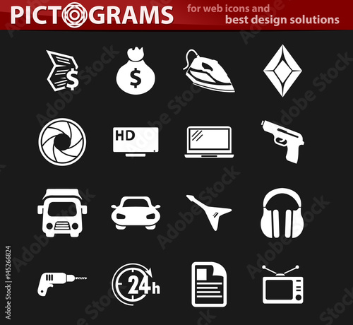 Pawnshop icons set