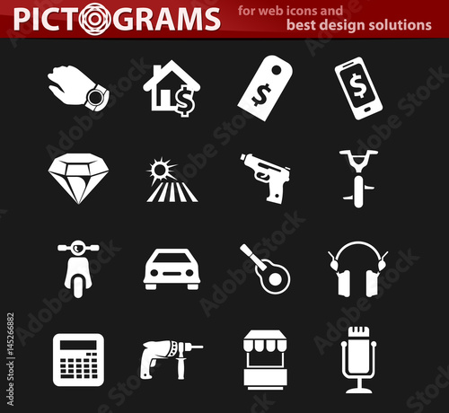 Pawnshop icons set