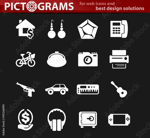 Pawnshop icons set