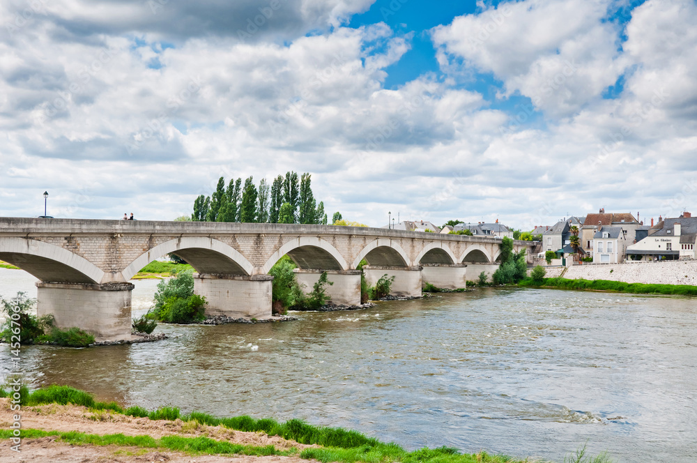France, Amboise - Bridge through river Loire France, Amboise - Bridge through river Loire