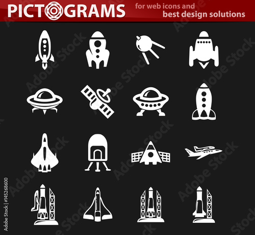 Space platform icons set
