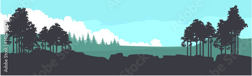 Horizontal mountain forest banner