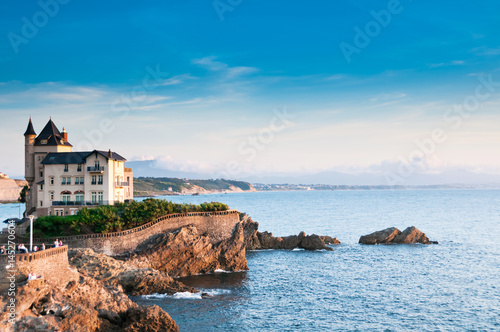 Elegant old house on the cliff in Biarritz, France photo