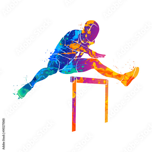 Man jump hurdles
