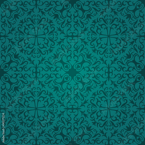 Seamless dark turquoise abstract pattern with gradient. Vector illustration