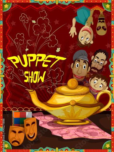 Vintage retro Puppet Show banner poster design