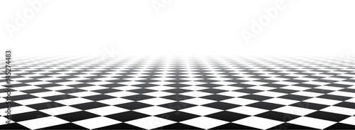 Black and white perspective checkered banner.