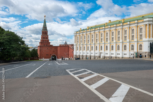 The Grand Kremlin Palace and Borovitskaya Tower of Moscow Kremlin, Russia