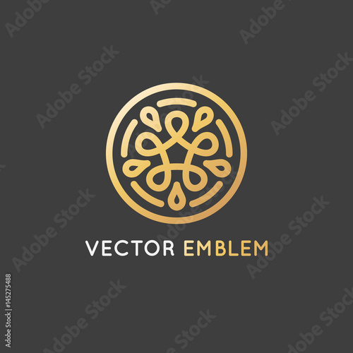 Vector logo design template made with infinite lines - golden luxury beauty spa concept