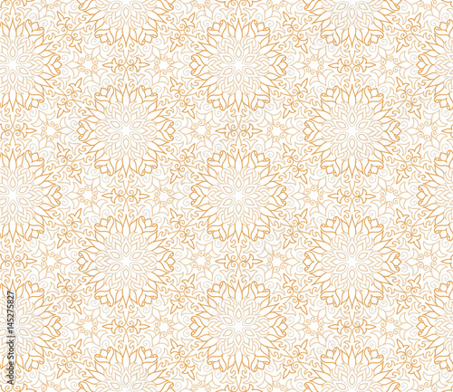 Abstract oriental floral seamless pattern. Arabic flower geometric lace ornament