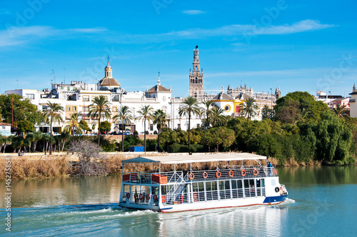 Sevilla view from Triana, river Guadalquivir, Spain photo
