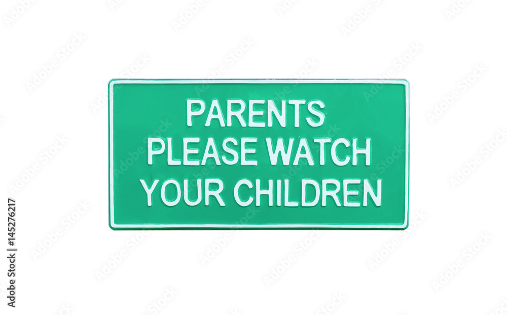 Warning sign in the park.isolated on white background with clipping path.