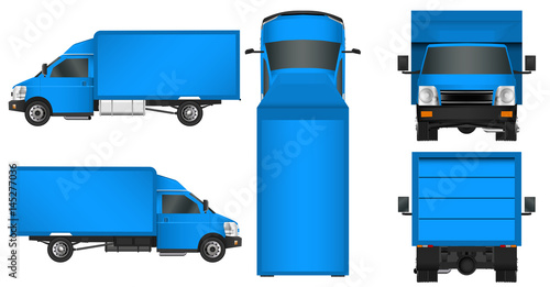 truck template. Cargo van Vector illustration EPS 10 isolated on white background. City commercial vehicle delivery.