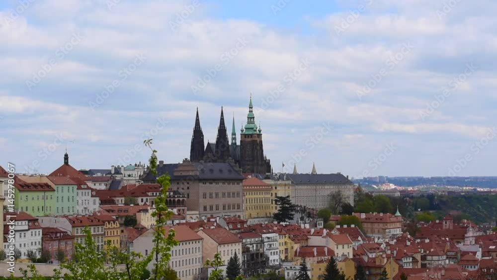 Prague Castle and Saint Vitus Cathedral, Detail View of Prague city Prague Castle and Saint Vitus Cathedral, Detail View of Prague city