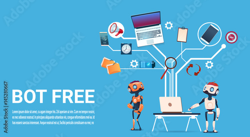 Chat Bot Free Robot Virtual Assistance Of Website Or Mobile Applications, Artificial Intelligence Concept Flat Vector Illustration