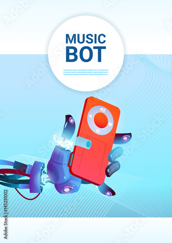 Chat Bot Music Robot Virtual Assistance Of Website Or Mobile Applications, Artificial Intelligence Concept Flat Vector Illustration