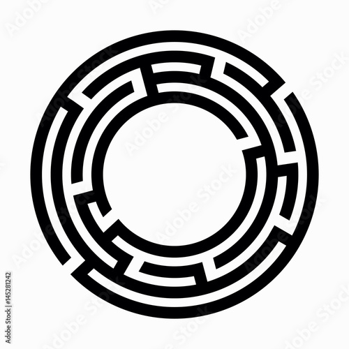 Circular black maze on a white background