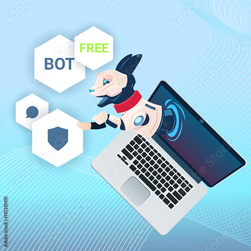 Chat Bot Free Robot Virtual Assistance Of Website Or Mobile Applications, Artificial Intelligence Concept Flat Vector Illustration