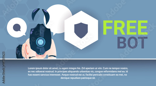 Chat Bot Free Robot Virtual Assistance Of Website Or Mobile Applications, Artificial Intelligence Concept Flat Vector Illustration